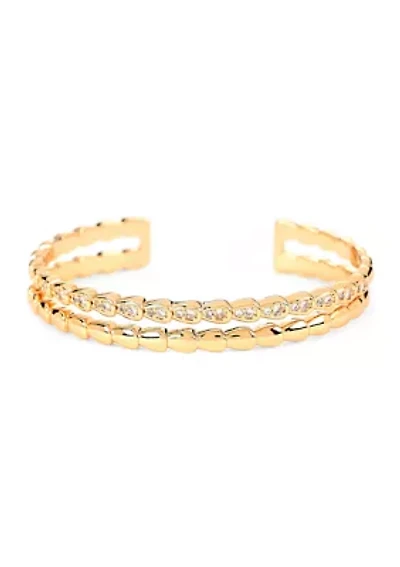 Lab Grown Double Row Cubic Zirconia Bangle Bracelet