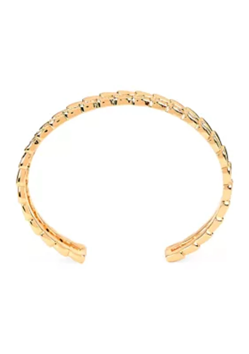 Lab Grown Double Row Cubic Zirconia Bangle Bracelet