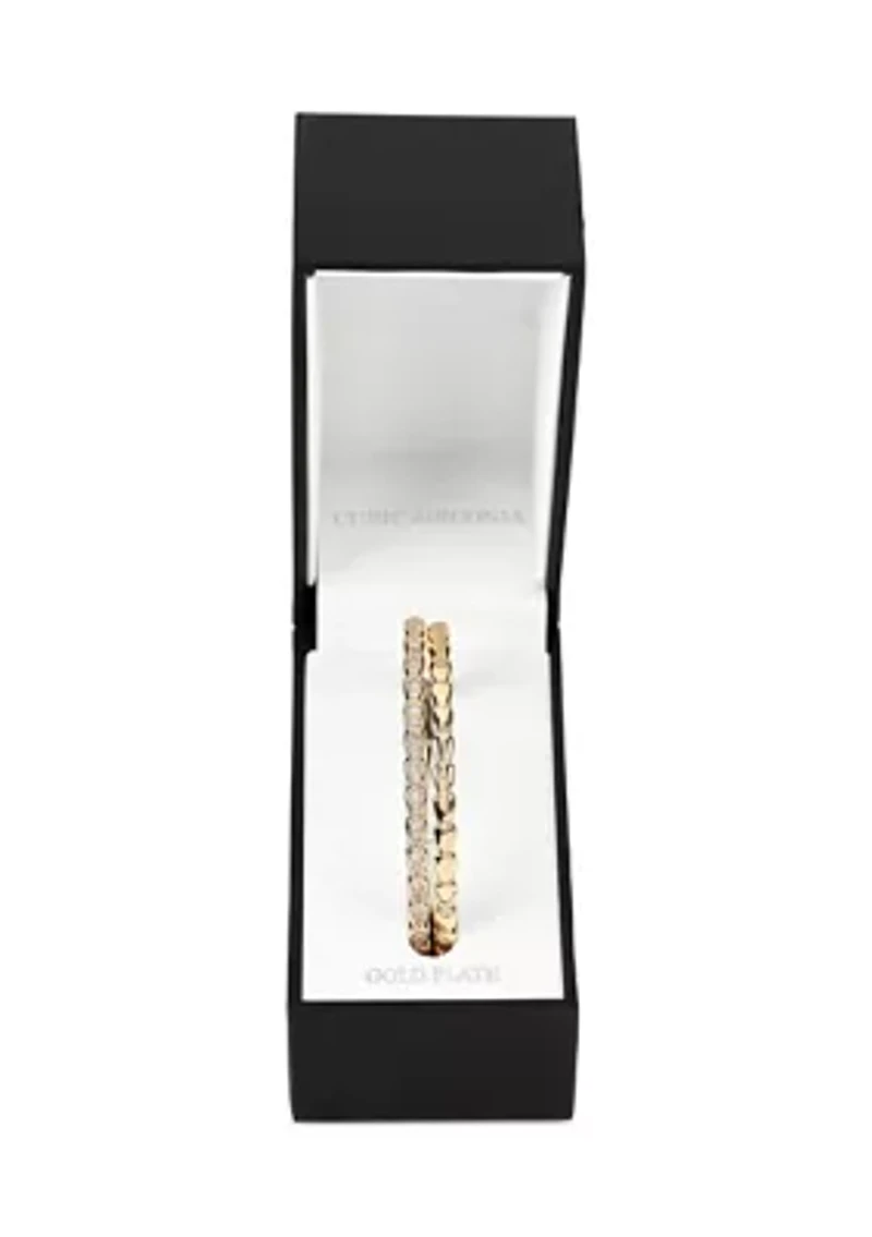 Lab Grown Double Row Cubic Zirconia Bangle Bracelet