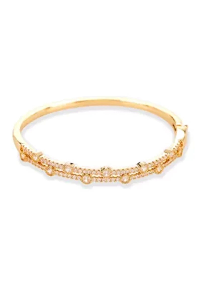 Lab Grown Gold Plated Layered Bangle Bracelet 