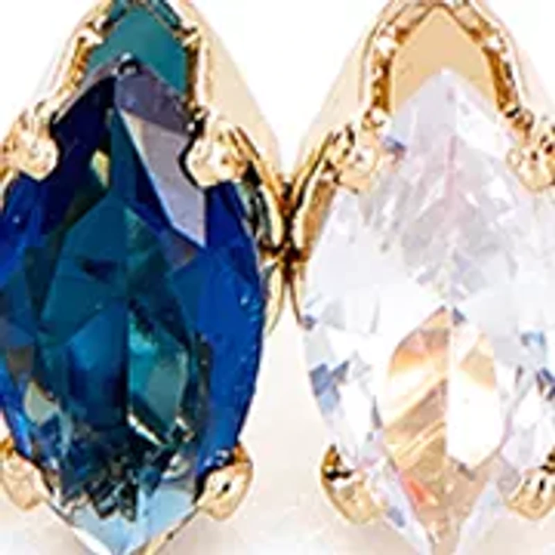 Lab Grown Gold Plated Blue and Clear CZ Flex Bangle Bracelet
