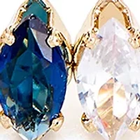 Lab Grown Gold Plated Blue and Clear CZ Flex Bangle Bracelet