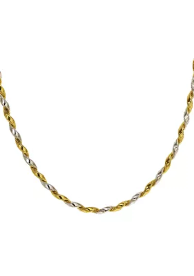 Twist Sterling Silver Two Tone Chain Bracelet