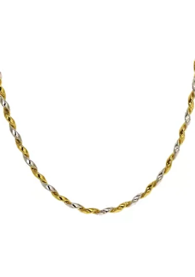 Twist Sterling Silver Two Tone Chain Bracelet
