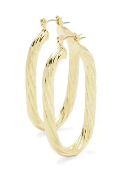 Fine Gold Large Twisted Oval Hoop Earrings