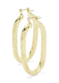 Fine Gold Large Twisted Oval Hoop Earrings