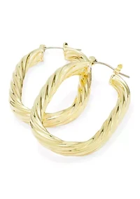 Fine Gold Large Twisted Oval Hoop Earrings