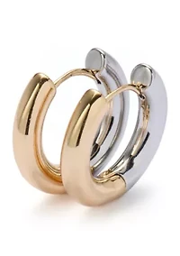 Huggie Two Tone Plated Hoop Earrings