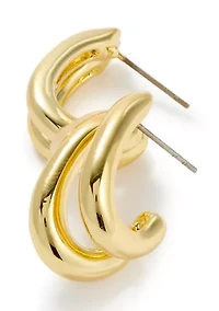 Lab Grown Fine Gold Played Double Huggie Earrings