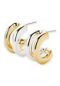 Lab Grown Two Tone Huggie Earrings