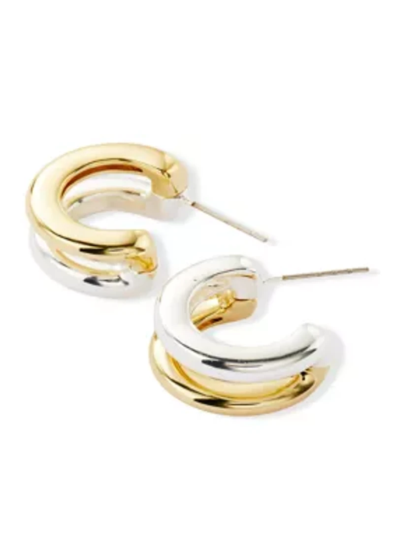 Lab Grown Two Tone Huggie Earrings