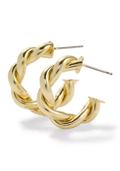 Lab Grown Gold Plated Chunky C Hoop Earrings