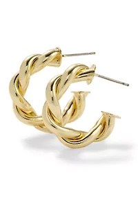 Lab Grown Gold Plated Chunky C Hoop Earrings