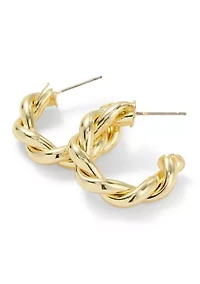 Lab Grown Gold Plated Chunky C Hoop Earrings