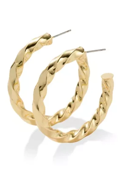 Lab Grown Fine Gold Twisted Hoop