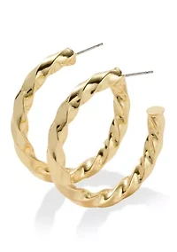 Lab Grown Fine Gold Twisted Hoop