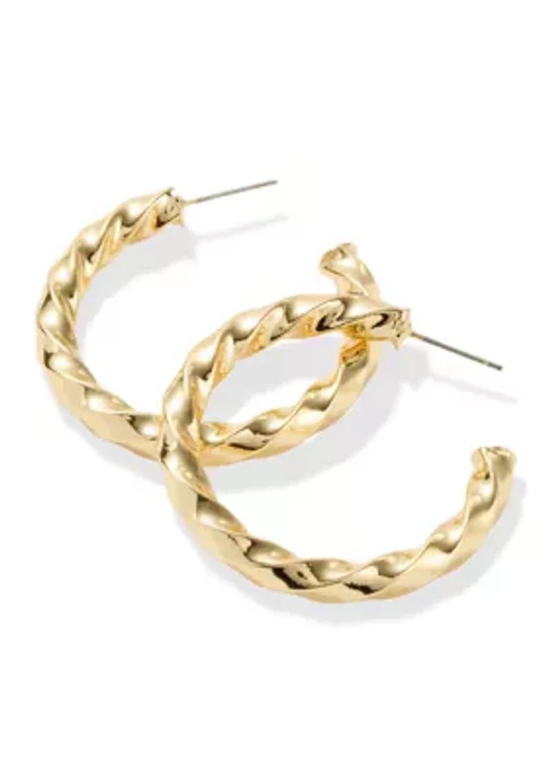Lab Grown Fine Gold Twisted Hoop