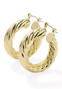 Lab Grown Gold Plated Classic Twisted Hoop Earrings