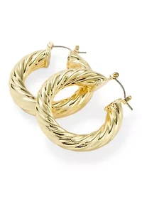 Lab Grown Gold Plated Classic Twisted Hoop Earrings