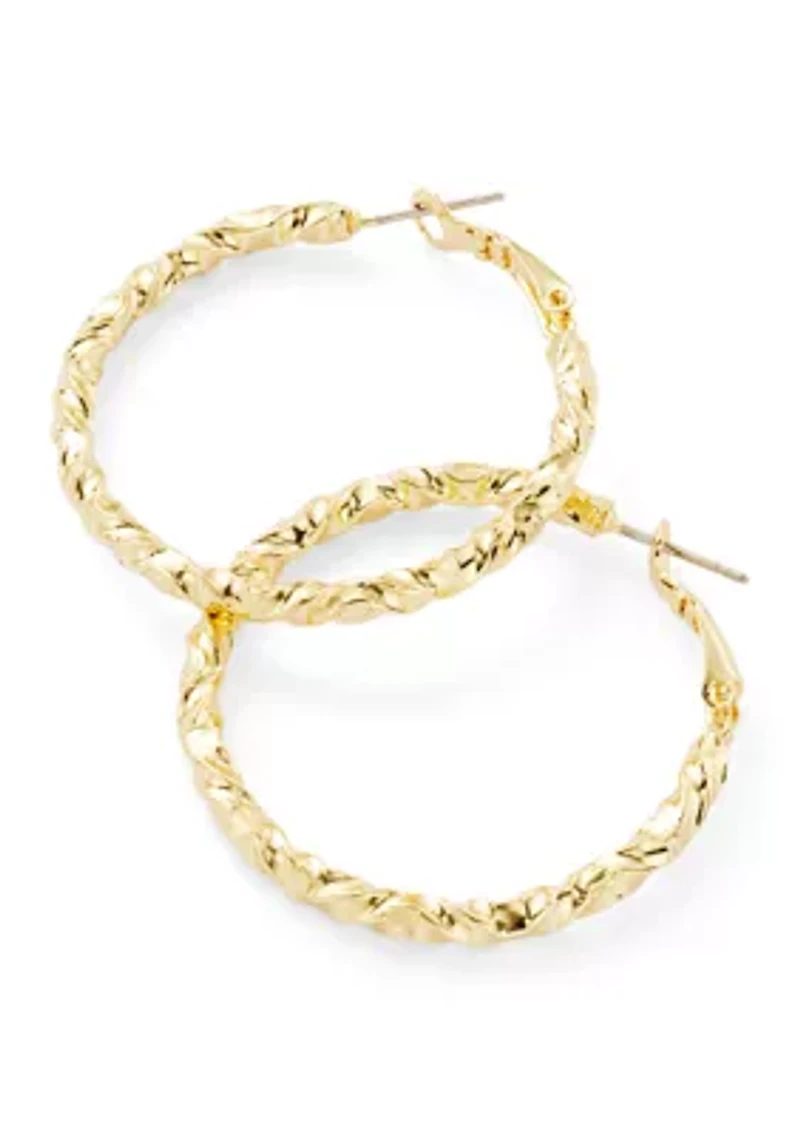 Fine Plated Twisted Hoop Earrings