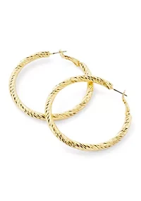 Fine Plated Textured Twisted Hoop Earrings