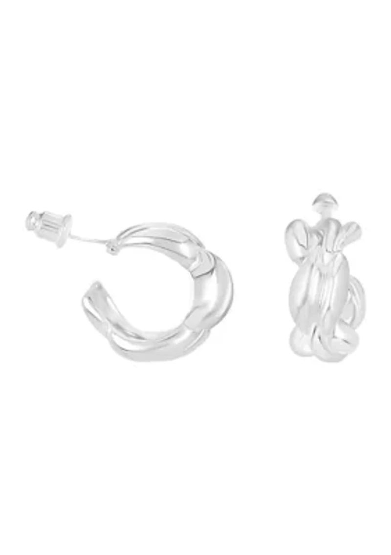Silver Plated 3 Piece Hoop and Stud Earring Set