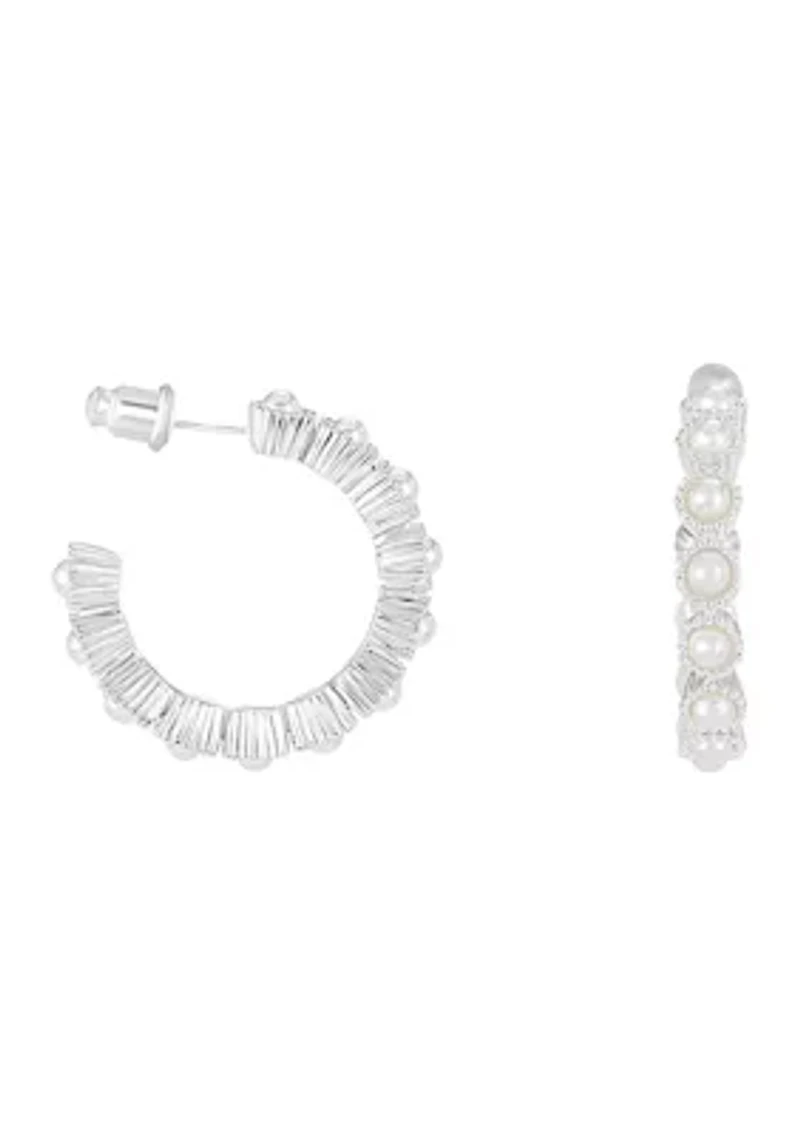 Silver Plated 3 Piece Hoop and Stud Earring Set