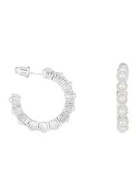 Silver Plated 3 Piece Hoop and Stud Earring Set