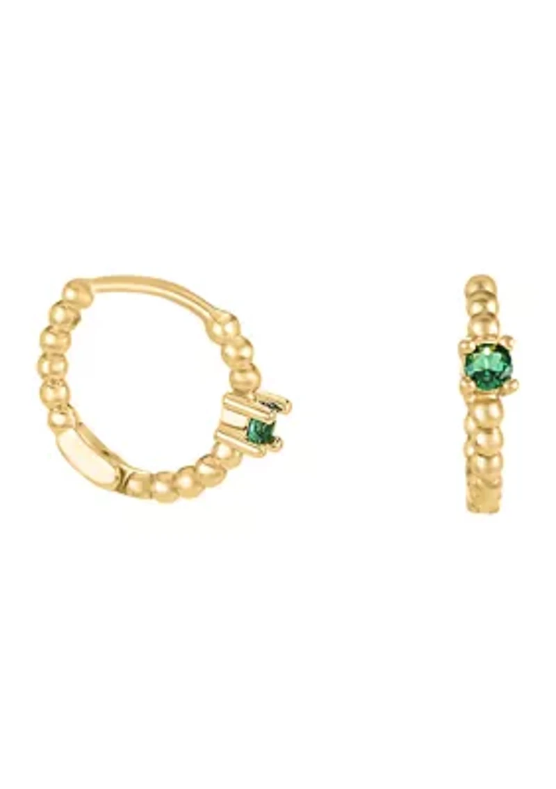 Gold Plated Emerald 3 Piece Hoop Earring Set