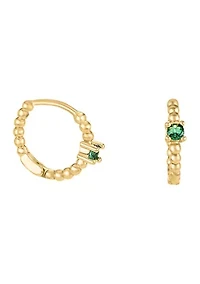 Gold Plated Emerald 3 Piece Hoop Earring Set
