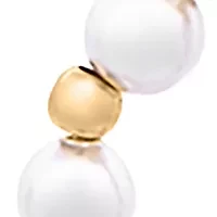 Gold Over Sterling Silver Pearl and Bead Circle Drop Earrings