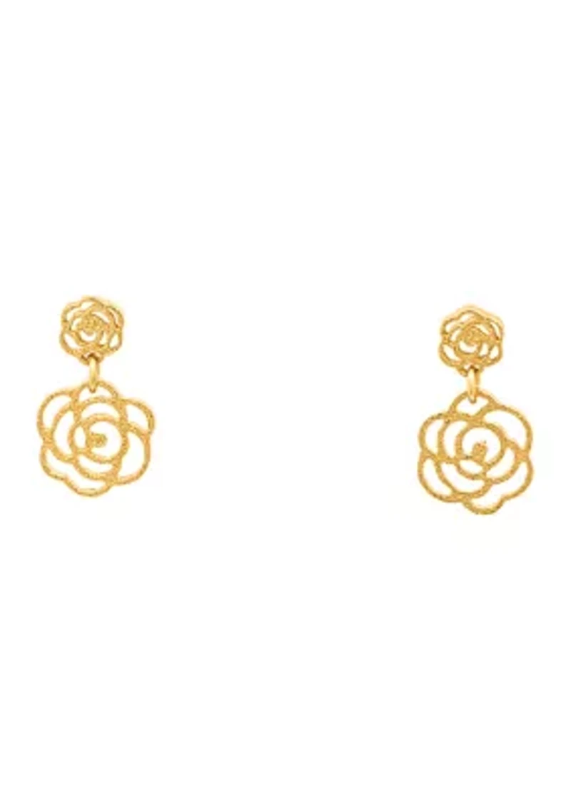 Sterling Silver Flower Drop Earrings