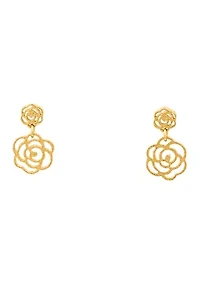 Sterling Silver Flower Drop Earrings