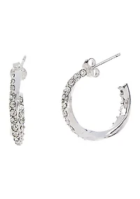 Lab Grown Sterling Silver Cubic Zirconia Twist Hoop Earrings 