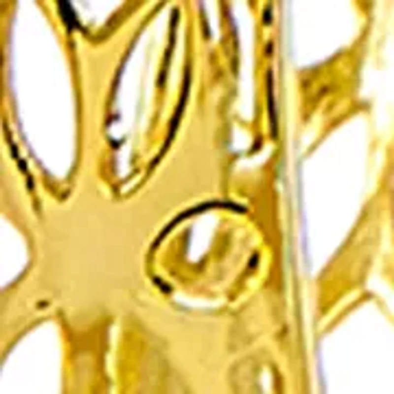 Filigree Gold Over Sterling Silver Hoop Earrings