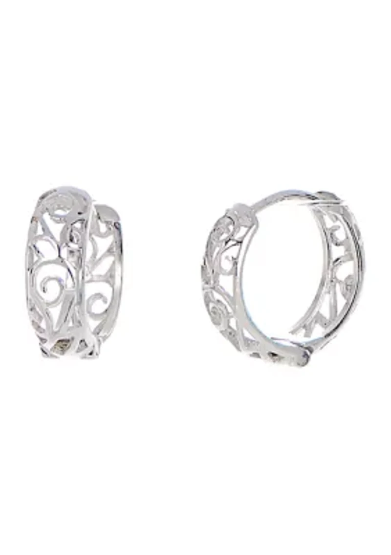 Sterling Silver Filigree Hoop Earrings