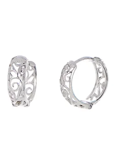 Sterling Silver Filigree Hoop Earrings