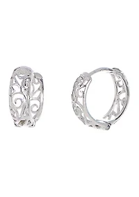 Sterling Silver Filigree Hoop Earrings