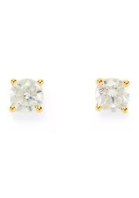Lab Grown Gold Over Silver Cubic Zirconia Stud Earrings
