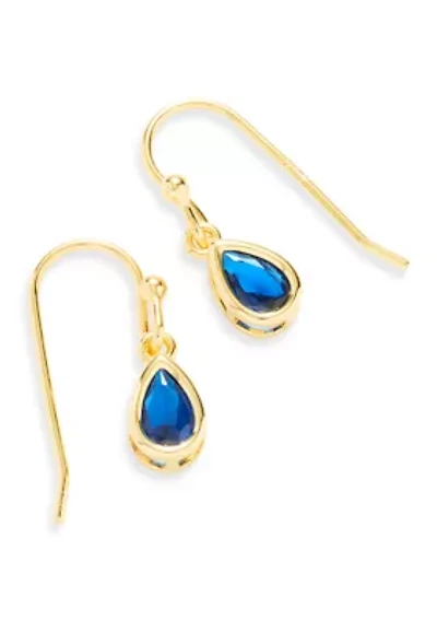 Lab Grown Cubic Zirconia Gold Over Silver Drop Earrings