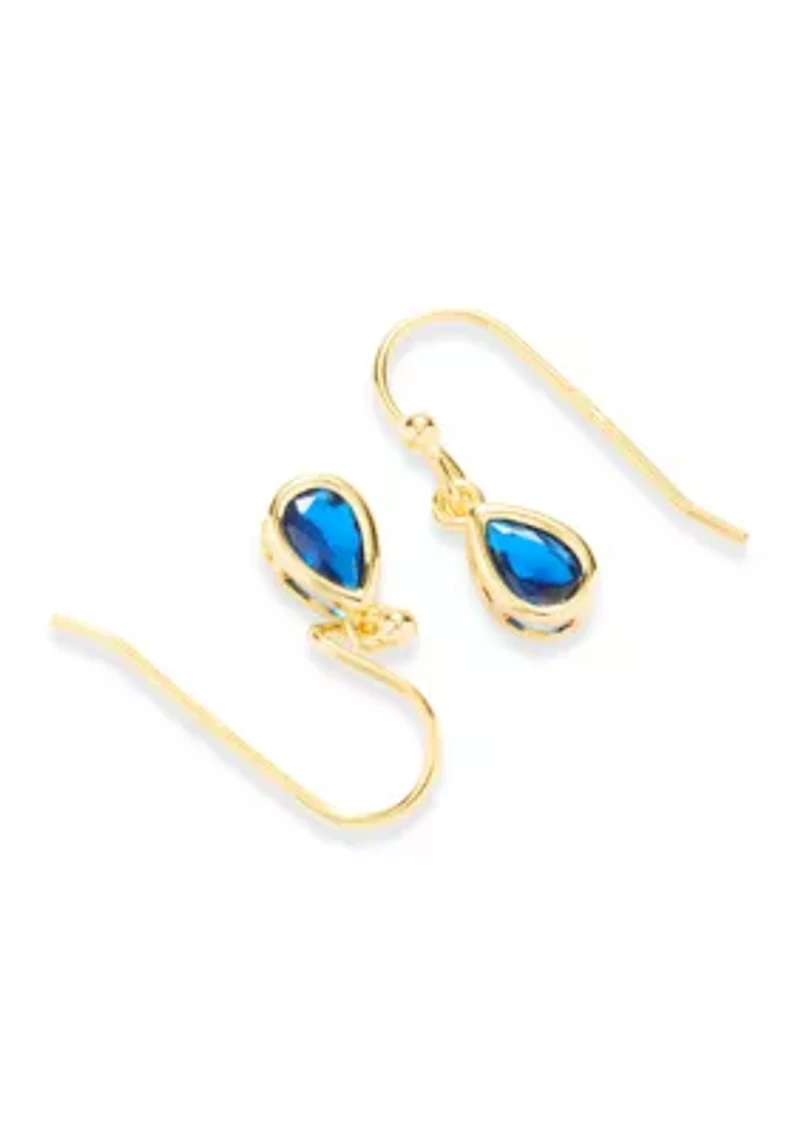 Lab Grown Cubic Zirconia Gold Over Silver Drop Earrings