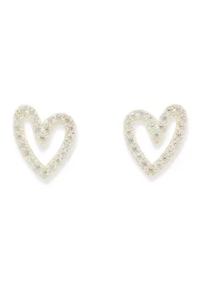 Lab Grown Heart Cubic Zirconia Sterling Silver Stud Earrings