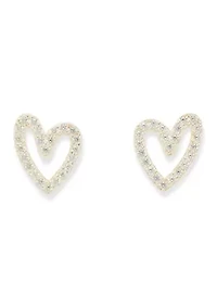 Lab Grown Heart Cubic Zirconia Sterling Silver Stud Earrings
