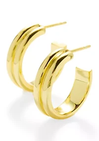 Lab Grown Gold Over Silver 3/4 Hoop Earrings