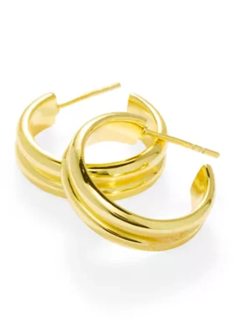 Lab Grown Gold Over Silver 3/4 Hoop Earrings