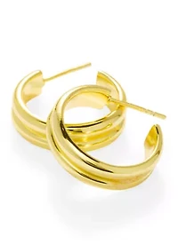 Lab Grown Gold Over Silver 3/4 Hoop Earrings