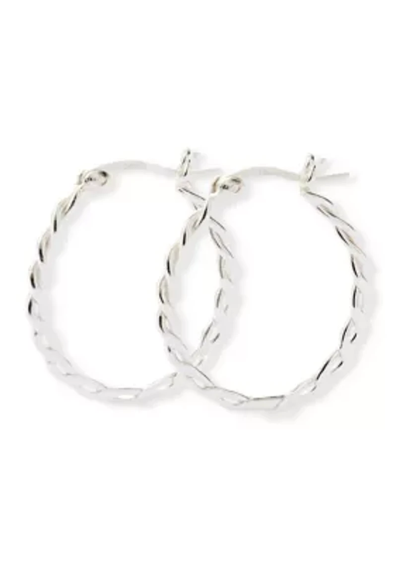 Twist Hoop Earrings in Sterling Silver