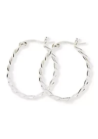 Twist Hoop Earrings in Sterling Silver
