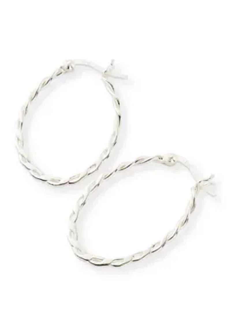 Twist Hoop Earrings in Sterling Silver