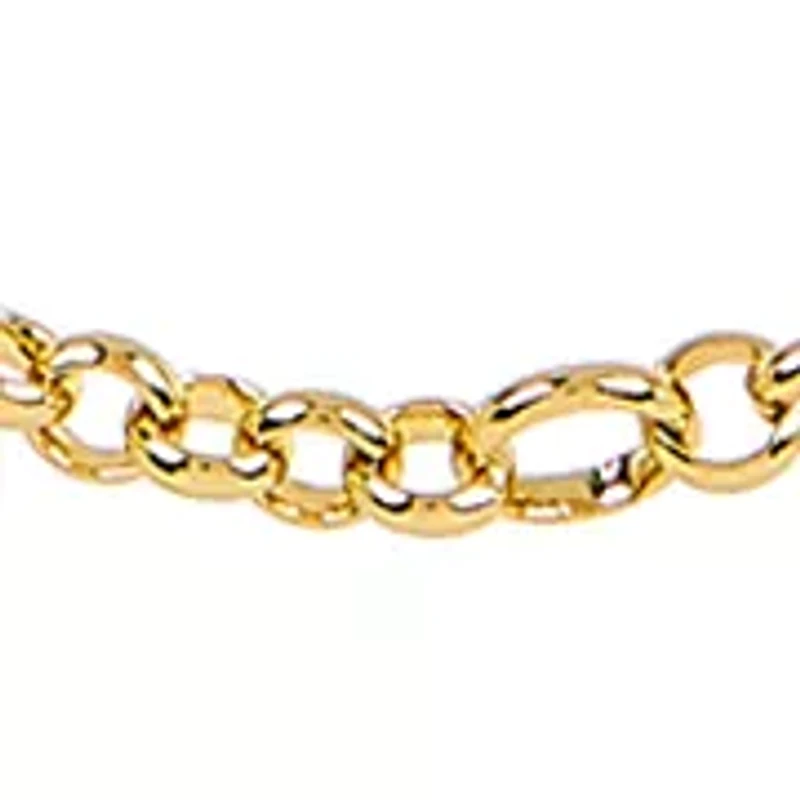 Plated Fancy Link Chain Necklace and Matching Bracelet Set